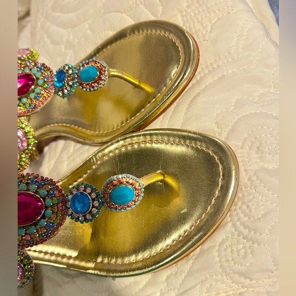 💎 VINCE CAMUTO Jeweled Demi Wedge Sandals - size 38 NWOT 💎 - Picture 7 of 11